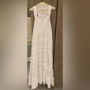 Roberta Roller Rabbit White Embroidered Maxi Dress size large